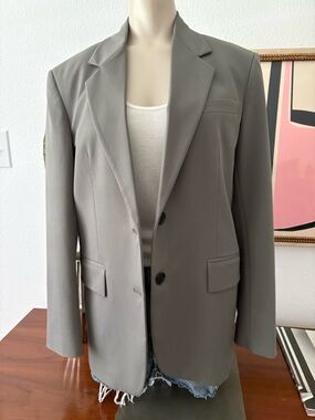 Zara Woman’s Oversized Green Gray Two-Button Blazer